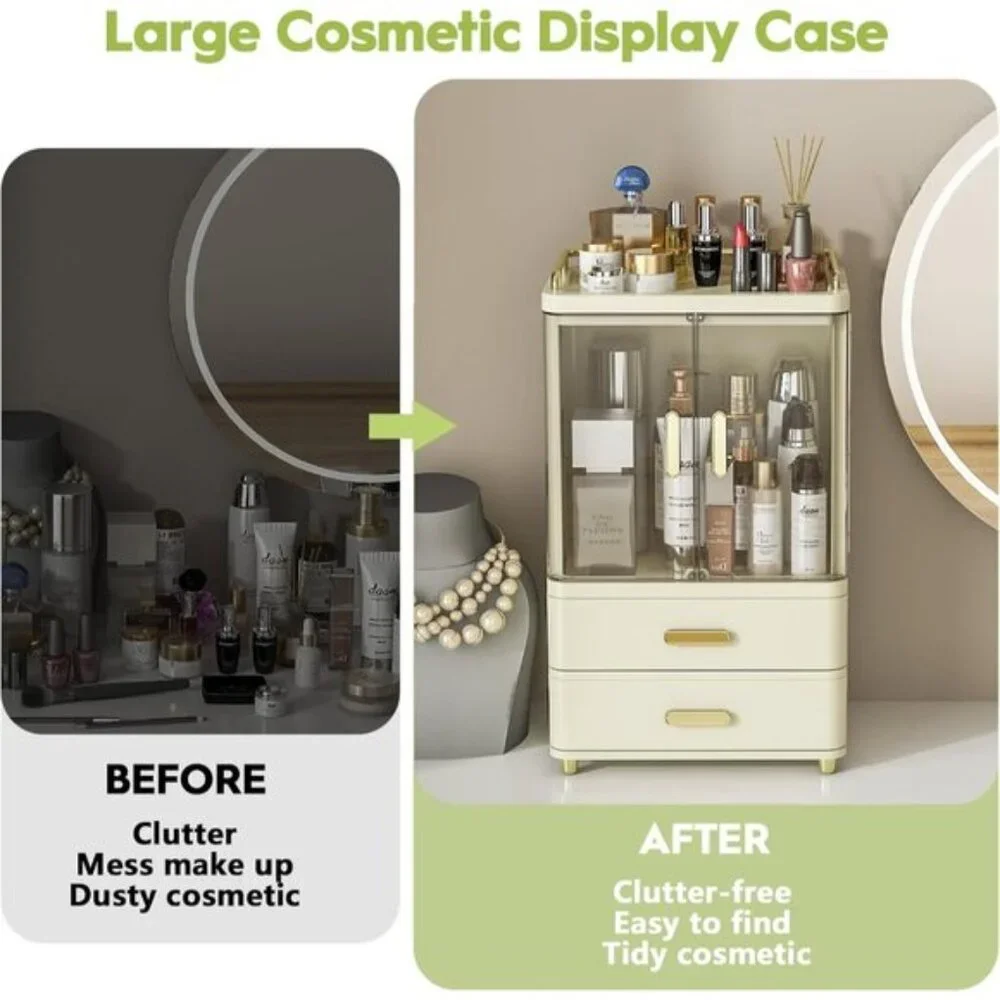 15.3In Cosmetic Organizer with Drawers & Magnetic Doors for Vanity Storage